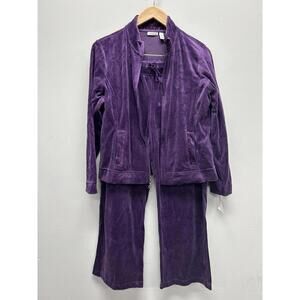 Croft & Barrow Purple Velour Tracksuit Jacket and Pants Set